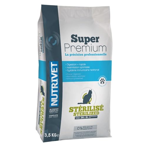 NUTRIVET - Super Premium - Sterilisierte Katze - Weizenfreies Kroketten - Katze - Reich an tierischem Eiweiß - 3,5 kg von Nutrivet