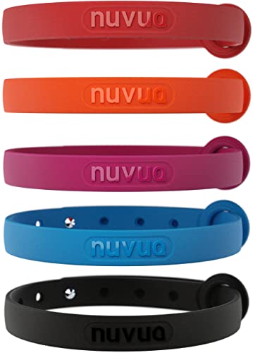 Nuvuq Katzenhalsband, bequem, weich und leicht, mit Druckknopfverschluss, Blau, Rosa, Rot, Schwarz und Orange, 5 Stück von Nuvuq