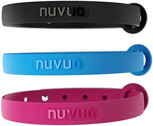 Nuvuq Katzenhalsband, bequem, weich und leicht, mit Sicherheitsknopf, Blau, Rosa und Schwarz, 3 Stück von Nuvuq