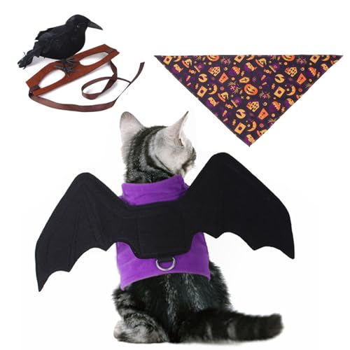 Hunde- -Kostüm, Halloween-Kleidung, Katzen-Outfit, Haustier-Party-Bekleidung, Cosplay-Tierzubehör, Feier, lustiges kleines Kätzchen, Welpen-Outfit, Kostüm mit Schal, Kopfbedeckung, Zubehör von Nuyhadds