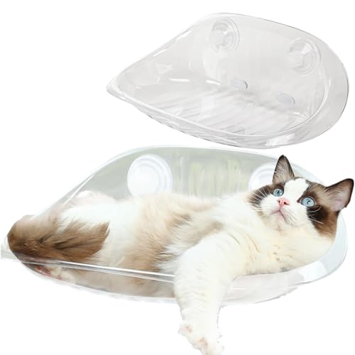 Katzenhängematte Wandmontage - Wandliege für Katzen, Möbelregal Hängeliege | Transparente Hängematte Katze Bett, Schlafplatz mit Saugnapf, Wandliege für Klettern, Spielen, Entspannen Katzenhängematte Wandmontage - Wandliege für Katzen, Möbelregal Hängeliege | Transparente Hängematte Katze Bett, Schlafplatz mit Saugnapf, Wandliege für Klettern, Spielen, Entspannen von Nuyhadds