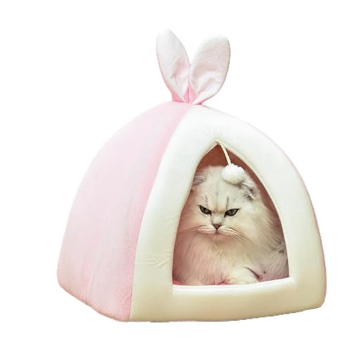 Kleines Katzenbett – Katzennest mit Pompon, Katzenbetthöhle | Bequemes Haustier-Schlafbett für Katzen im Innenbereich, niedliches Hasenohr-förmiges Haustierbett, Vier-Jahreszeiten-Haustiermatratze, So Kleines Katzenbett – Katzennest mit Pompon, Katzenbetthöhle | Bequemes Haustier-Schlafbett für Katzen im Innenbereich, niedliches Hasenohr-förmiges Haustierbett, Vier-Jahreszeiten-Haustiermatratze, So von Nuyhadds
