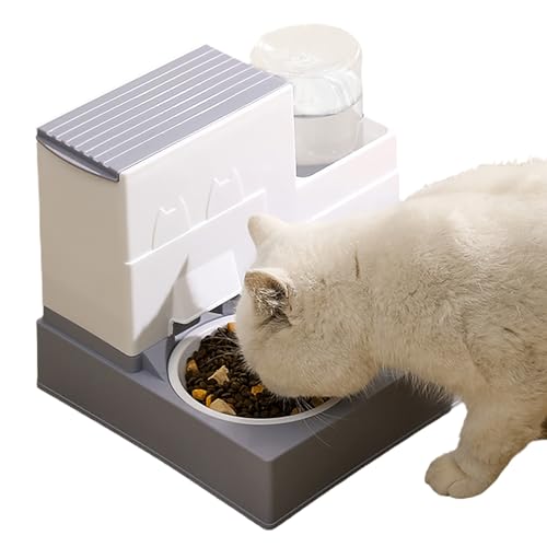 Nuyhadds Doppelte Futternäpfe für Hunde und Katzen, automatischer Katzenfutterautomat,Automatisches Haustier-Tränken-Futternäpfe-Set - 2-in-1 Katzenfutter- und Wassernapf-Set für kleine Hunde, Welpen, von Nuyhadds