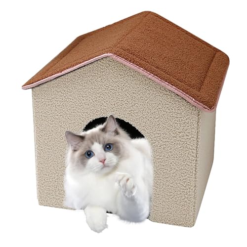 Nuyhadds Katzenhaus für drinnen,Katzenhäuser für Hauskatzen - Warmes, rutschfestes Katzenunterschlupf-Welpenbett,Winddichtes Haustierzelt, Hauszubehör, faltbares Katzen-Cubby für Katzen und Kätzchen Nuyhadds Katzenhaus für drinnen,Katzenhäuser für Hauskatzen - Warmes, rutschfestes Katzenunterschlupf-Welpenbett,Winddichtes Haustierzelt, Hauszubehör, faltbares Katzen-Cubby für Katzen und Kätzchen von Nuyhadds