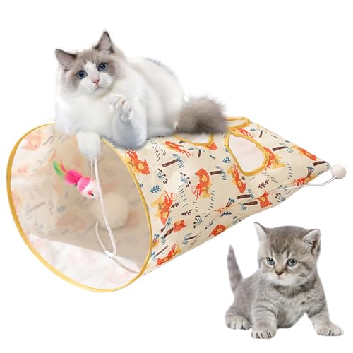 Nuyhadds Tunnel für Katzen,Katzentunnel für Wohnungskatzen | Wasserdichtes Crinkle Bag Katzenspielzeug, Katzenversteck, Faltbare Katzenhöhle, inklusive 1 kleinen Maus und 3 von Nuyhadds