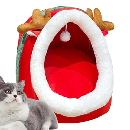 Nuyhadds Weiches Katzenhaus, halbgeschlossenes Katzenbett,Weihnachts-Katzenhöhle, waschbare, halbgeschlossene Katzenbetten | Bequemes, rutschfestes, abnehmbares Katzensofa von Pet Supplies für Hunde Nuyhadds Weiches Katzenhaus, halbgeschlossenes Katzenbett,Weihnachts-Katzenhöhle, waschbare, halbgeschlossene Katzenbetten | Bequemes, rutschfestes, abnehmbares Katzensofa von Pet Supplies für Hunde von Nuyhadds