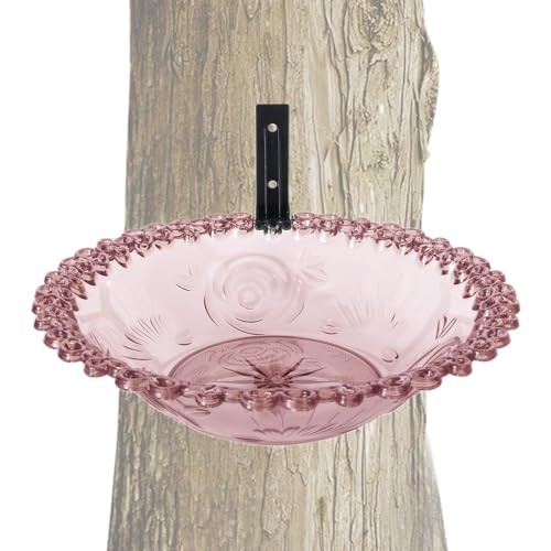 Bird Bath Outside, 9-Inch Wall Mounted Outdoor Bird Bath, Transparent Hangable Water Basin, Flower-Shaped Statue for Hummingbird, Parrot, and Parakeet Feeding von Nuyhgtr
