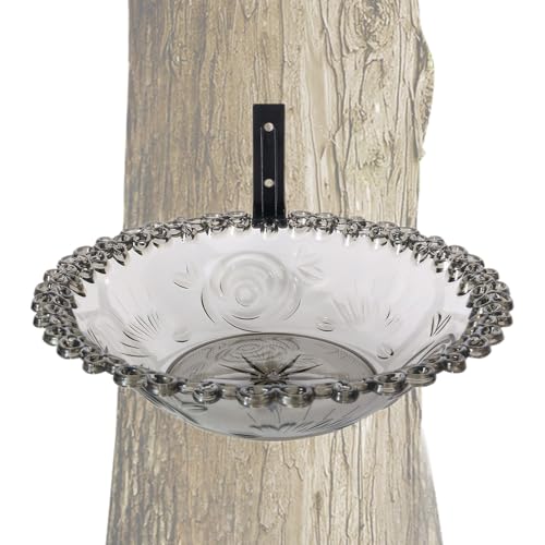 Bird Bath Outside, 9-Inch Wall Mounted Outdoor Bird Bath, Transparent Hangable Water Basin, Flower-Shaped Statue for Hummingbird, Parrot, and Parakeet Feeding von Nuyhgtr