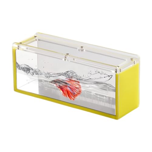 Fischbrutkasten, Acryl, transparent, Zuchtbecken mit Deckel, sicherer Beobachtungskoffer für Fischeier, Krabben, Spinnen, kleine Wassertiere, 16,5 x 7 x 5 cm, Schwarz Gelb und Grün von Nuyhgtr