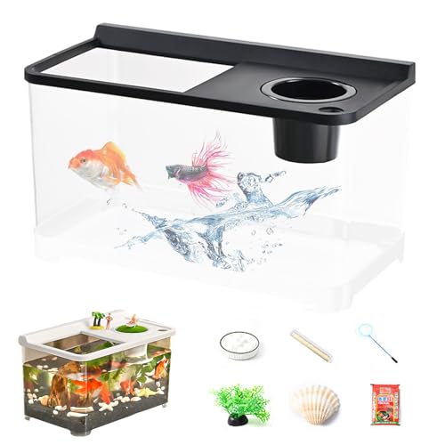 Kleines Aquarium, 3 farbige , Landschaftsbau, Hydrokultur, 360° hochtransparent, Aquarium für Wohnzimmer, Tischeingang, Zuhause, Landschaftsbau, Arbeitsplatz von Nuyhgtr