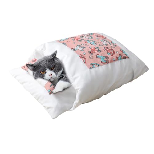 Nuyhgtr Abnehmbares Katzenbett, Katzenschlafbedarf, Haustierbett für Katzen, kleines Haustierbett, Katzen-Hundebetten, gemütlicher Schlaf, weiche und warme Haustierhöhlenbetten für Katzen und kleine von Nuyhgtr