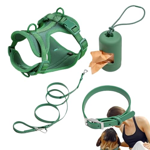 Hundegeschirr-Set für kleine Hunde, kein Ziehen, Hundegeschirr für mittelgroße Hunde, Leine, kein Ziehen, Haustiergeschirr für Hunde, Welpen, mit Kotbeutelhalter Hundegeschirr-Set für kleine Hunde, kein Ziehen, Hundegeschirr für mittelgroße Hunde, Leine, kein Ziehen, Haustiergeschirr für Hunde, Welpen, mit Kotbeutelhalter von Nuyhgtr