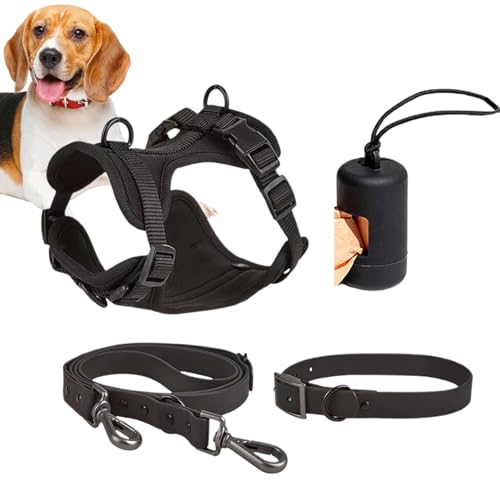 Nuyhgtr Hundegeschirr-Set für kleine Hunde | Hundehalsband Geschirr Leine Set – Multifunktionsleine Set für mittelgroße Hunde Easy Walk Everyday verstellbares Hundehalsband modisch von Nuyhgtr