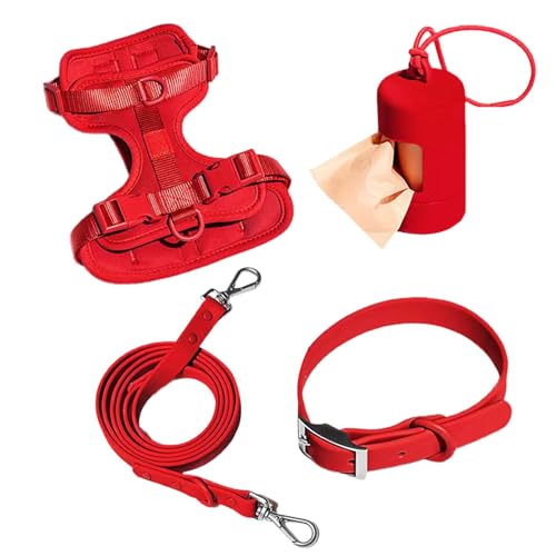 Nuyhgtr Hundeleinen Set, Hundehalsband Geschirr Leine Set, Hundegeschirr No Pull mit verstellbaren Schnallen für Welpen mit Kotbeutelhalter von Nuyhgtr