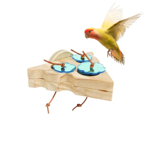 Sittich Futtersuche Spielzeug Holz Futtervogel Slow Feeder Interaktive Anreicherung Sitzstange Training Käfig Zubehör für Kleine Vögel Nymphensittiche Quadrat Dreieck von Nuyhgtr