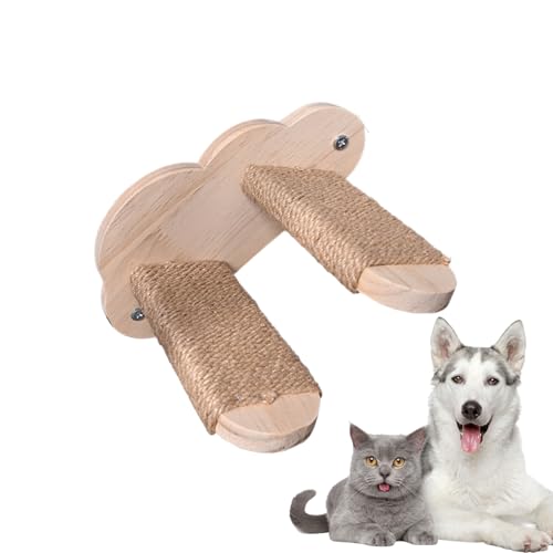 Space Saving Cat Steps, Solid Wood Wall Floating Cat Stairway, Safe Elegant Kitten Shelves Perches for Bedroom Living Room Indoor, 2 and 4 Ladders, Brown von Nuyhgtr