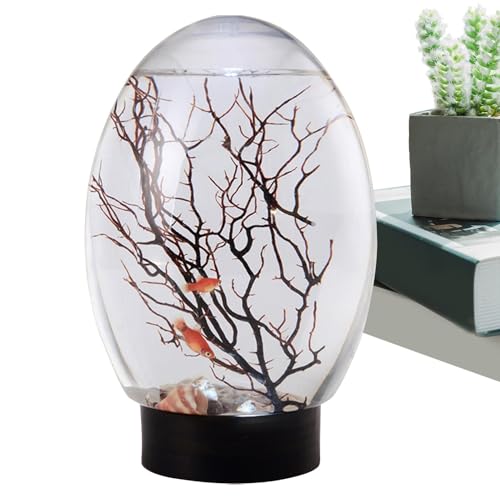 Betta Fish Tank, Small LED Lit Aquarium, Portable Table Centerpiece, 7.09x4.72 inches, Decorative Fan Branch Tree Ornament for Home, Studio, Hotel and Apartment Betta Fish Tank, Small LED Lit Aquarium, Portable Table Centerpiece, 7.09x4.72 inches, Decorative Fan Branch Tree Ornament for Home, Studio, Hotel and Apartment von Nuytghr