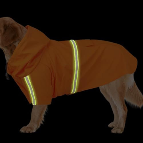 Hunde-Regenmantel – Wasserdichter Hundeponcho mit reflektierendem Streifen, verstellbarer Kapuzenmantel, atmungsaktiver reflektierender Streifenponcho für verbesserte Sichtbarkeit, Welpen bei nassem von Nuytghr