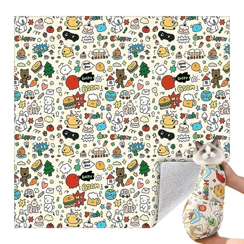 Katzenpflege-Wickeltuch, selbstklebend, beruhigende Hilfe für Pflegeaufgaben, 80 x 80 cm, weiche, sichere Halterung, für kleine, mittelgroße und große Rassen, Ohrenreinigung, Fütterung, Maniküre Katzenpflege-Wickeltuch, selbstklebend, beruhigende Hilfe für Pflegeaufgaben, 80 x 80 cm, weiche, sichere Halterung, für kleine, mittelgroße und große Rassen, Ohrenreinigung, Fütterung, Maniküre von Nuytghr