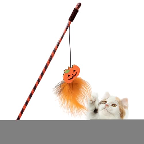 Katzenstab-Spielzeug – Halloween-Spielstab, ergonomischer Katzen-Teaser- mit Kürbis-Geist zur Reduzierung von Langeweile, Jagdsimulation, Training, Übung Katzenstab-Spielzeug – Halloween-Spielstab, ergonomischer Katzen-Teaser- mit Kürbis-Geist zur Reduzierung von Langeweile, Jagdsimulation, Training, Übung von Nuytghr