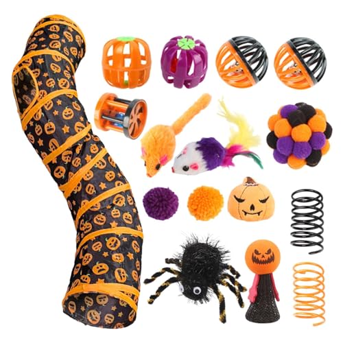 Katzentunnel, faltbar, Halloween-Thema, Katzentunnel-Spielzeug, interaktives Haustierspielzeug, Tier-Lebensraum, Dekoration für alle Jahreszeiten, für Arbeitszimmer, Schlafzimmer, Balkon von Nuytghr