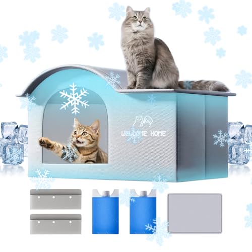 Kühlhaus für Katzen im Freien | Faltbares Katzenhaus mit Eisbeutel | Reißfestes Schattenzelt Höhle Geräumiger Unterstand für Wohnung Terrasse Auto Hinterhof Balkon Reisen Kühlhaus für Katzen im Freien | Faltbares Katzenhaus mit Eisbeutel | Reißfestes Schattenzelt Höhle Geräumiger Unterstand für Wohnung Terrasse Auto Hinterhof Balkon Reisen von Nuytghr