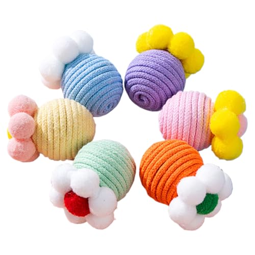 Nuytghr Katzenspielzeug-Ball, interaktiver Kau-Beißring, 5 x 8 cm, Seilball mit Glocke, buntes Training, Indoor-Rollaktivität, für Kätzchen, Beißen, Spielen, Unterhaltung, Bereicherung, Spaß Nuytghr Katzenspielzeug-Ball, interaktiver Kau-Beißring, 5 x 8 cm, Seilball mit Glocke, buntes Training, Indoor-Rollaktivität, für Kätzchen, Beißen, Spielen, Unterhaltung, Bereicherung, Spaß von Nuytghr