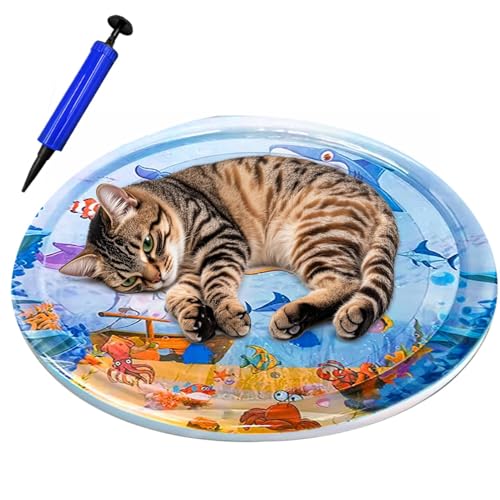 Nuytghr Sensory Water Play Mat for Cats, Round Inflatable Activity Pad, Quality Thickened PVC Pet Bed, 11.81x11.81x0.79inch Interactive Enrichment Toy, Cooling Entertainment for Nuytghr Sensory Water Play Mat for Cats, Round Inflatable Activity Pad, Quality Thickened PVC Pet Bed, 11.81x11.81x0.79inch Interactive Enrichment Toy, Cooling Entertainment for von Nuytghr