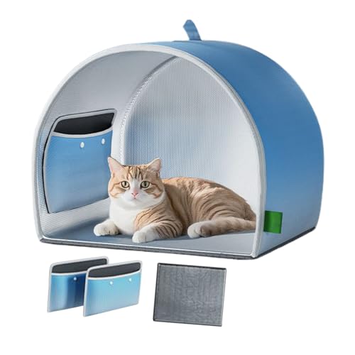 Pet Cooling House, Cats Foldable Cooling Shelter, Intelligent High-Efficiency Large Dogs Home, 17.32x14.96x14.96 Inches Long-Lasting Coolness for Comfortable Sleep von Nuytghr