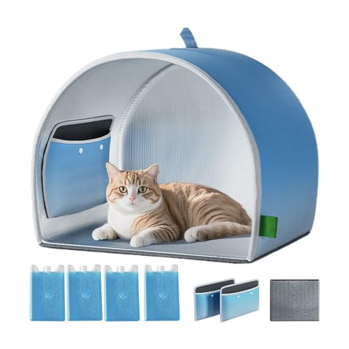 Pet Cooling House, Cats Foldable Cooling Shelter, Intelligent High-Efficiency Large Dogs Home, 17.32x14.96x14.96 Inches Long-Lasting Coolness for Comfortable Sleep von Nuytghr