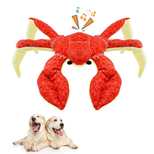 HDFMKPGB Red Crab Hundespielzeug - Niedliche Königskrabbe, quietschendes Plüsch-Hundespielzeug für aggressive Kauer, langlebiges Zahnspielzeug für aggressive Kauer, große/kleine Rassen (35 cm) von Nuzokol