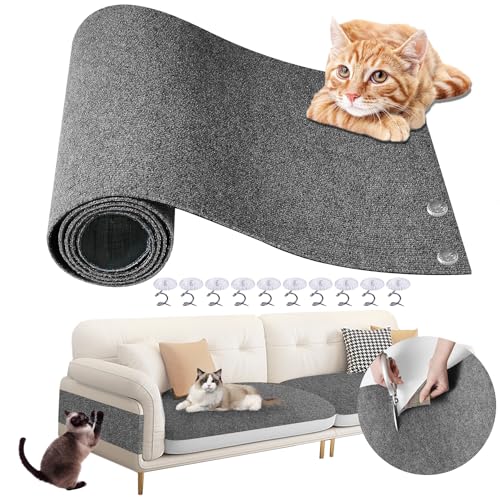 Kratzmatte für Katzen, selbstklebend, zuschneidbar, zum Schutz von Möbeln, Wänden oder Böden, Abdeckung für Kratzbaum, Katzenkletterrahmen, einfache DIY-Größe, Grau, 299,7 x 40,1 cm von Nvifco