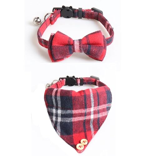 Nvzi - b Katzenhalsband mit Schnalle, verstellbar, weich, für kleine Hunde oder Katzen (2 Stück, rot) von Nvzi