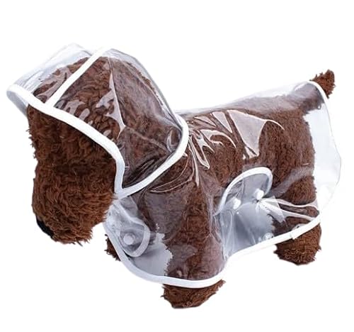 Nvzi -b Wasserdichter Hunde-Regenmantel, leichte Haustier-Regenkleidung mit Poncho-Kapuze (L, Weiß) von Nvzi