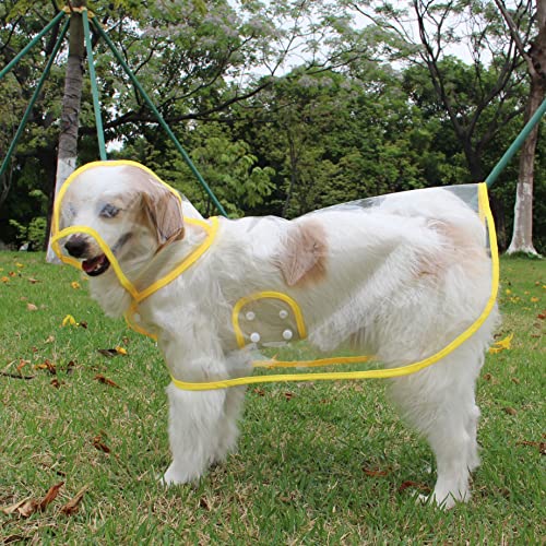 Nvzi -b Wasserdichter Hunde-Regenmantel, leichte Haustier-Regenkleidung mit Poncho-Kapuze (XXL, Gelb) von Nvzi