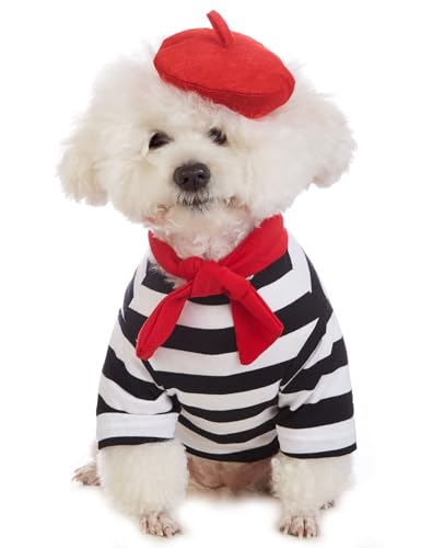 Welpen-Sommer-T-Shirt, Halloween, Hundekostüm, Künstler, Hundekostüm, Maler, Haustier mit lustigem Hut (Schwarz, Größe L Welpen-Sommer-T-Shirt, Halloween, Hundekostüm, Künstler, Hundekostüm, Maler, Haustier mit lustigem Hut (Schwarz, Größe L von Nwnip