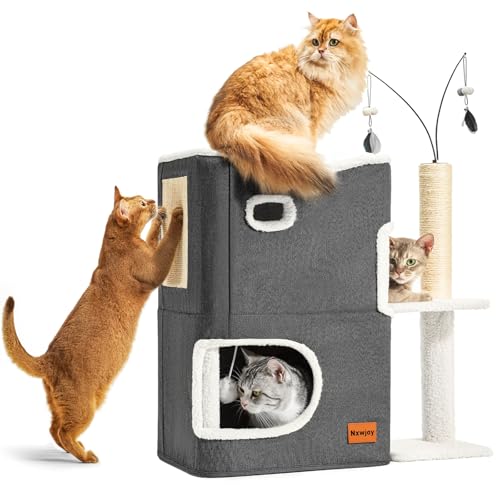 Nxwjoy Katzenhaus Katzenbetten für Indoor-Katzen Erwachsene Bett Katzenturm mit Kratzbaum und Versteck Katzenhütte Höhle und Katzenspielzeug für mehrere Haustiere Kätzchen große Katzen Dunkelgrau Nxwjoy Katzenhaus Katzenbetten für Indoor-Katzen Erwachsene Bett Katzenturm mit Kratzbaum und Versteck Katzenhütte Höhle und Katzenspielzeug für mehrere Haustiere Kätzchen große Katzen Dunkelgrau von Nxwjoy