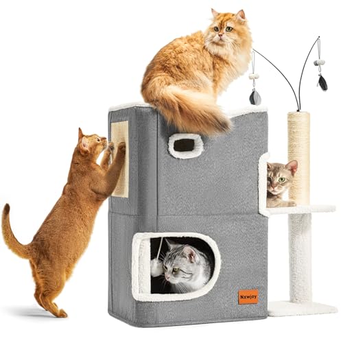 Nxwjoy Katzenhaus Katzenbetten für Indoor-Katzen Erwachsene Bett Katzenturm mit Kratzbaum und Versteck Katzenhütte Höhle und Katzenspielzeug für mehrere Haustiere Kätzchen große Katzen Grau Nxwjoy Katzenhaus Katzenbetten für Indoor-Katzen Erwachsene Bett Katzenturm mit Kratzbaum und Versteck Katzenhütte Höhle und Katzenspielzeug für mehrere Haustiere Kätzchen große Katzen Grau von Nxwjoy