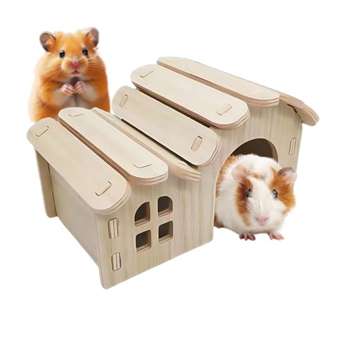Nybhyjka Hamsterhaus - Hamster Versteck - Nagetierhaus Aus Holz Mit Schlafplatz & Spielbereich Für Hamster Frettchen Goldhamster Unterwegs Und Draußen Nybhyjka Hamsterhaus - Hamster Versteck - Nagetierhaus Aus Holz Mit Schlafplatz & Spielbereich Für Hamster Frettchen Goldhamster Unterwegs Und Draußen von Nybhyjka