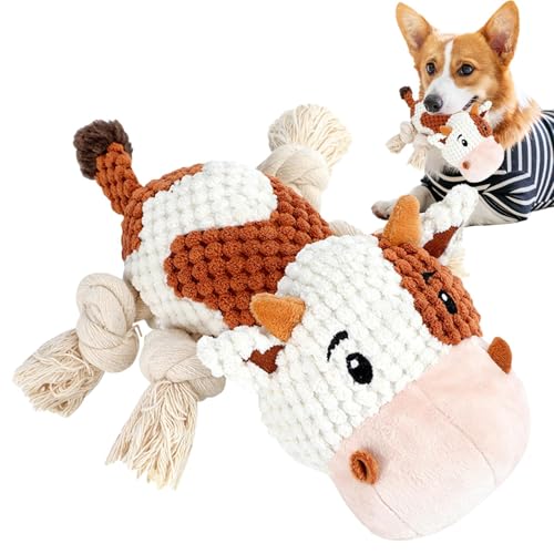 Nybhyjka Hunde-Kauspielzeug für Welpen, weiches Zahnspielzeug, Kauspielzeug für Hunde, interaktives Hundespielzeug, Haustierspielzeug, Plüschkuh für kleine, mittelgroße Hunde von Nybhyjka