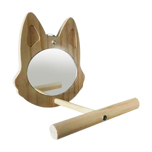 Nybhyjka Spiegel-Vogel-Sitzstangen, interaktives Sittich-Holzspielzeug, Sittich-Sitzstangen, interaktives Spielspielzeug für kleine Wellensittiche, Aras, Nymphensittiche, Käfigzubehör von Nybhyjka