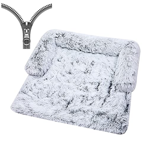 Nyescasa Hundebett für Grosse Hunde u. kleine Hunde,Sofaschutz Plüsch Flauschig Atmungsaktiv Katzenbett,Winter Warm Dauerhaft Hundecouch Waschbar Rutschfest Hundekissen(XL ca.120x90x20cm,Verlauf grau) von Nyescasa