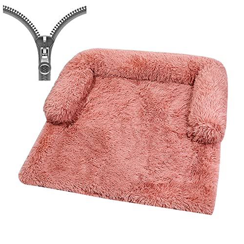 Nyescasa Hundebett für Grosse Hunde u. kleine Hunde,Sofaschutz Plüsch Flauschig Atmungsaktiv Katzenbett,Winter Warm Dauerhaft Hundecouch Waschbar rutschfest Hundekissen (M ca. 90x90x20cm, Rosa) von Nyescasa