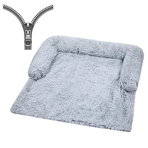 Nyescasa Hundebett für Grosse Hunde u. kleine Hunde,Sofaschutz Plüsch Flauschig Atmungsaktiv Katzenbett,Winter Warm Dauerhaft Hundecouch Waschbar rutschfest Hundekissen (XL ca. 120x90x20cm, Hellgrau) von Nyescasa