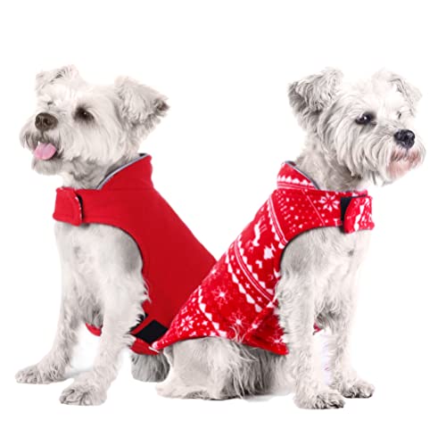 Nyescasa Hundemantel Winter Weihnachten Hundebekleidung Reversibel Hundejacke,Reflektierend Rot Jacke,Hunde Winterjacke S für Klein Mittelgroße Hunde,Outdoor-Sport Extraweiche Polarfleece Hundeweste von Nyescasa