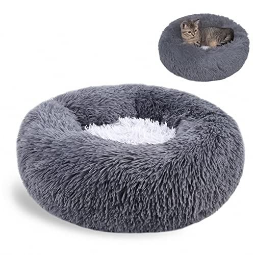 Nyescasa Katzenbett Rund Donut Hundebett Kissen Fluffy Plüsch Haustier Bett Weich Warm wasserdicht rutschfest waschbar Cuddler Nest für Kleine, Mittelgroße und Große Hunde, Katzen(50cm Ø,Dunkelgrau) Nyescasa Katzenbett Rund Donut Hundebett Kissen Fluffy Plüsch Haustier Bett Weich Warm wasserdicht rutschfest waschbar Cuddler Nest für Kleine, Mittelgroße und Große Hunde, Katzen(50cm Ø,Dunkelgrau) von Nyescasa