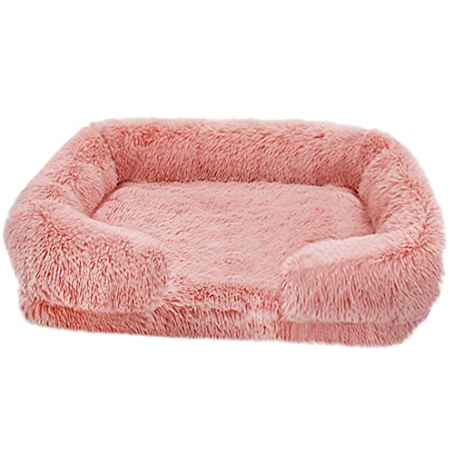 Nyescasa Orthopädisches Hundebett für Grosse Mittelgroße kleine Hunde Katzenbett Flauschig Plüsch Ergonomisches Hundesofa Waschbar rutschfest Hundebetten Hundekissen (L,75x50x14cm,Rosa) von Nyescasa