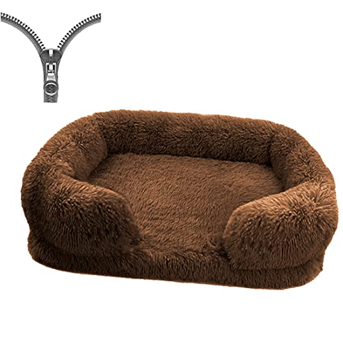 Nyescasa Orthopädisches Hundebett für Grosse Mittelgroße kleine Hunde Katzenbett Flauschig Plüsch Ergonomisches Hundesofa Waschbar rutschfest Hundebetten Hundekissen (S,40x30x12cm,Kaffee) von Nyescasa