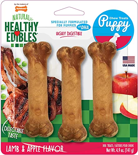 Nylabone Healthy Edibles Lamb & Apple Flavor Puppy Chew Treats 3-Count - 4 Pack von Nylabone