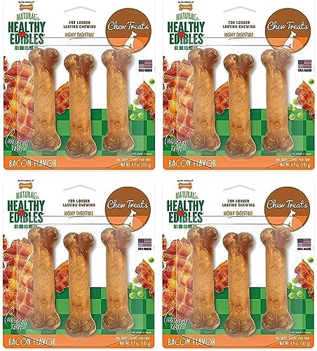 (4 Pack) Nylabone Healthy Edibles Small Bacon Flavored Bones for Dogs 3 Pack von Nylabone